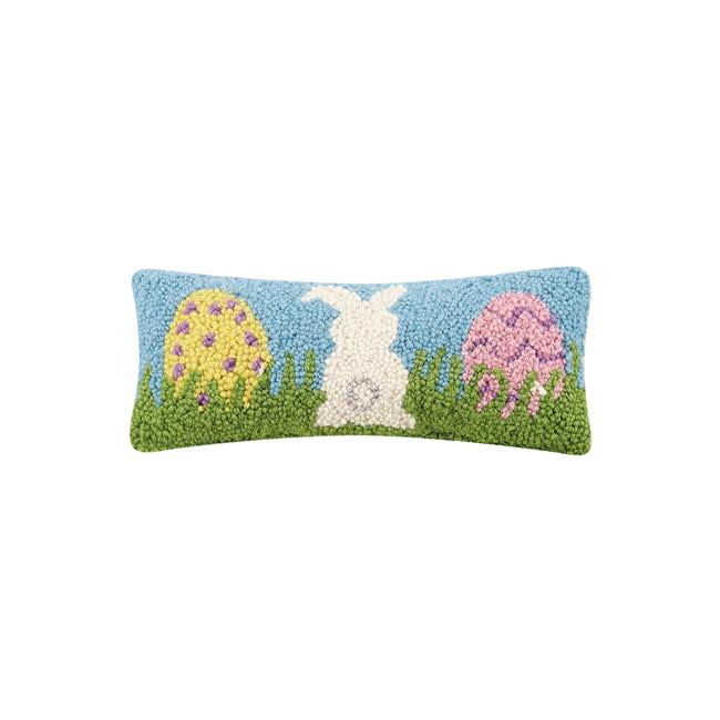 Bunny Hop 5" x 12" Hooked Pillow 30TG436C5OB Peking Handicraft 