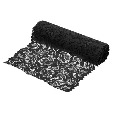 Uxcell 8.5 Inch Wide 5 Yard Lace Ribbon Floral Pattern Black Spandex Lace Trim for Sewing Making, DIY Crafts