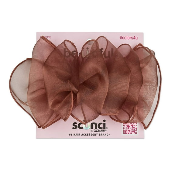 Scunci be-u-tiful Chiffon Bow Barrette Clip, Taupe, 1-Piece