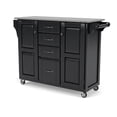 thumbnail image 3 of Hawthorne Collections Rubber Wood Kitchen Cart with Granite Top in Black, 3 of 15