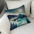 thumbnail image 4 of Set of 4 Mountain Outdoor Decorative Throw Pillow Covers 18x18 Inch,Watercolor Fall Camp Linen Square Cushion，for Living Room Couch and Bed （Mountain,18x18）, 4 of 6
