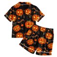 thumbnail image 7 of CONZONE Halloween Pajamas for Girls Pumpkin Pjs Set Hallowmas Jammies Short Sleeve Button Down Shirts Shorts 2 Piece Sleepwear Loungewear for Kids, 7 of 7