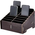 thumbnail image 1 of Caja de madera desmontable para teléfono móvil con 14 compartimentos, color marrón coco, organizador multicompartimento., 1 of 7