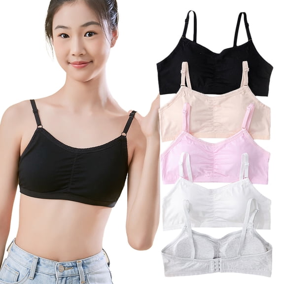 Girls Bra 10-15 Teen Student Girls Thin Cotton Bra Breathable Bra Wire Free Push Up Adjustable Straps Fixed Pads