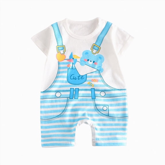 KPOPLK 3 6 9 12 18 Months Newborn Infant Baby Girl Clothes Romper Summer Jumpsuits Short Sleeve Romper Baby Clothes Size 6-9 Months,Light Blue