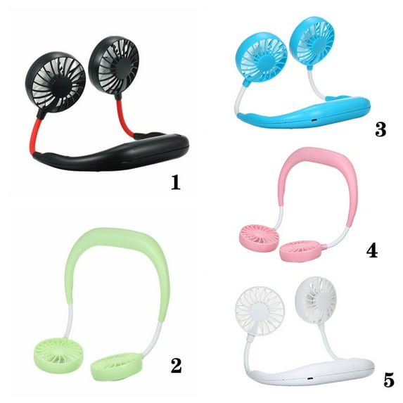 USB Portable Fan Hands-free Neck Hanging USB Charging Mini Portable Sports Fan 3 gears Usb Air Conditioner Green