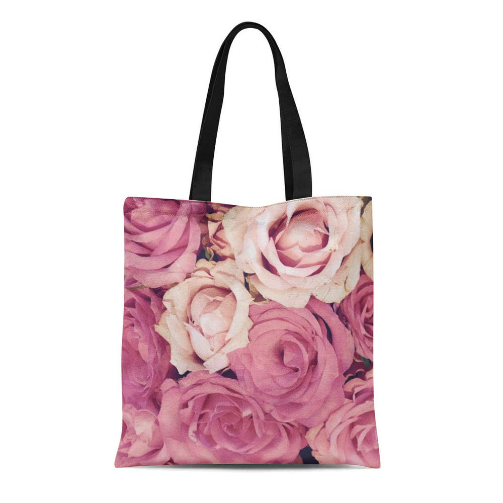 LADDKE Canvas Tote Bag Light Pink Roses Floral and Feminine Dark ...