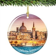 City-Souvenirs Valletta Malta Christmas Ornament Porcelain Double Sided 2.75 Inches