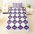 thumbnail image 3 of Homewish Spooky Skull Grid Twin Sheets,Halloween Bedding,Purple White,3-Piece,1 Fitted Sheet and 1 Pillowcase, 3 of 6