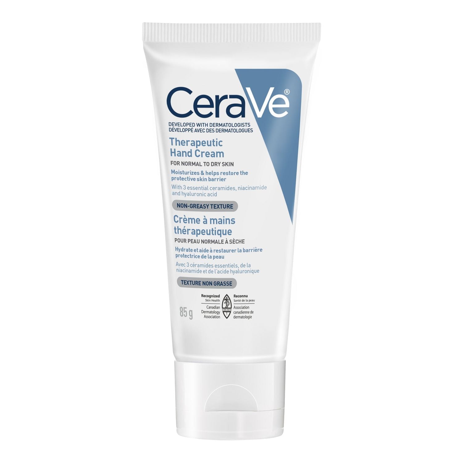 CeraVe Therapeutic Hand Cream, Moisturizer for Dry, Very Dry, Cracked Skin with Hyaluronic Acid, Niacinamide & Ceramides, Non-Greasy and Fragrance Free, 85g