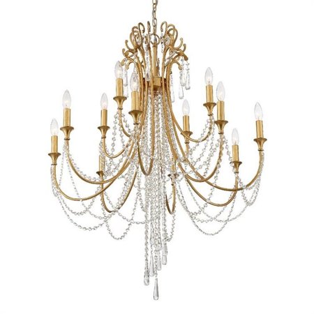 Crystorama Lighting ARC-1909-GA-CL-MWP Arcadia - 12 Light Chandelier Antique Gold Finish with Hand Cut Crystal