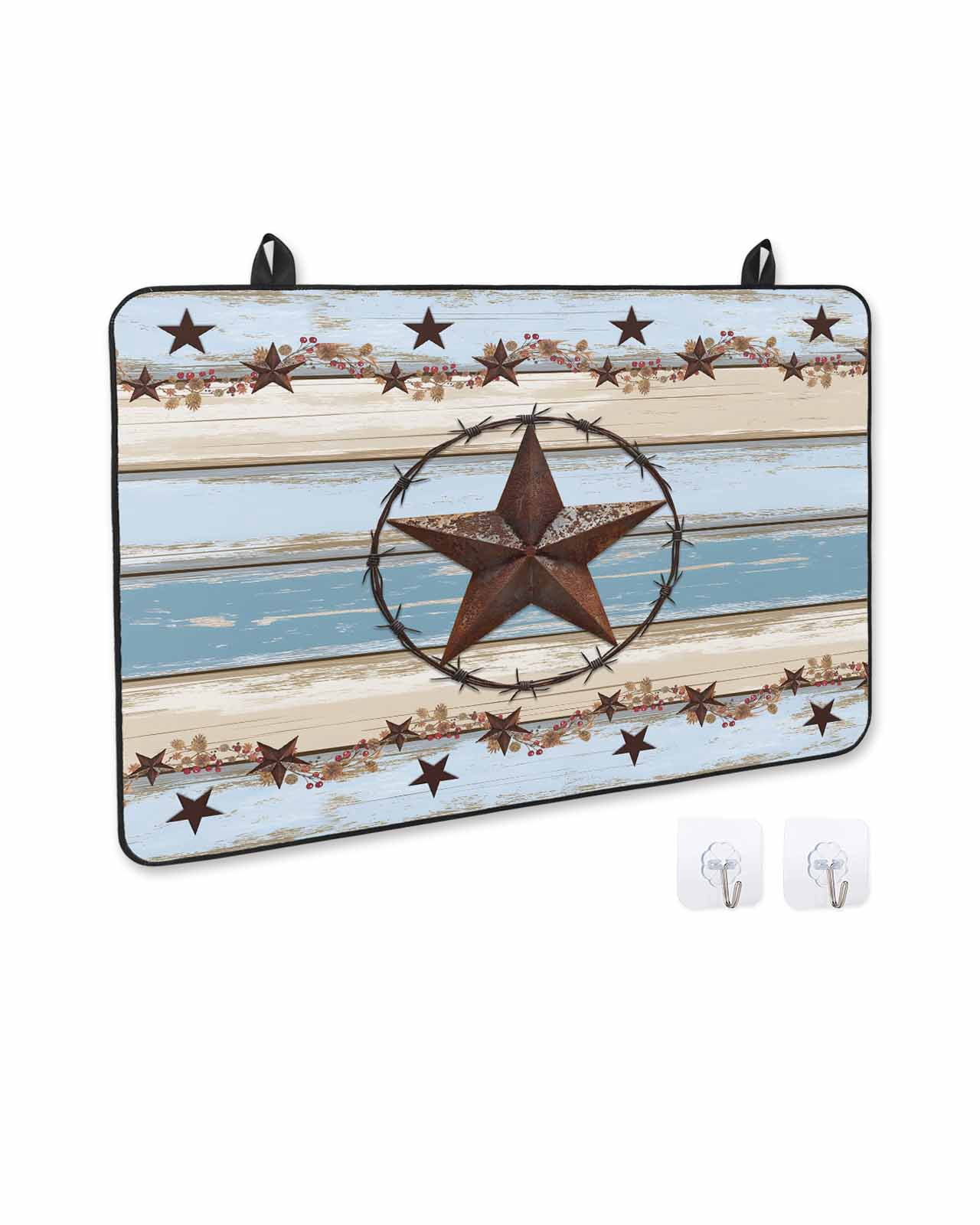 nqOlkjepod Large Induction Cooktop Protector Mat 24"x21", Country Star Blue Stove Top Covers for Electric Stove, Farmhouse Western Texas Star Barn Stove Burner Cover Mats, Glass Top Stove Cover