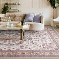 thumbnail image 3 of Jamfeel Area Rugs Vintage Floral Printed Washable Non-slip Carpets Foldable Thin Low Pile Rug for Living Room Bedroom 5'x8' Khaki, 3 of 7