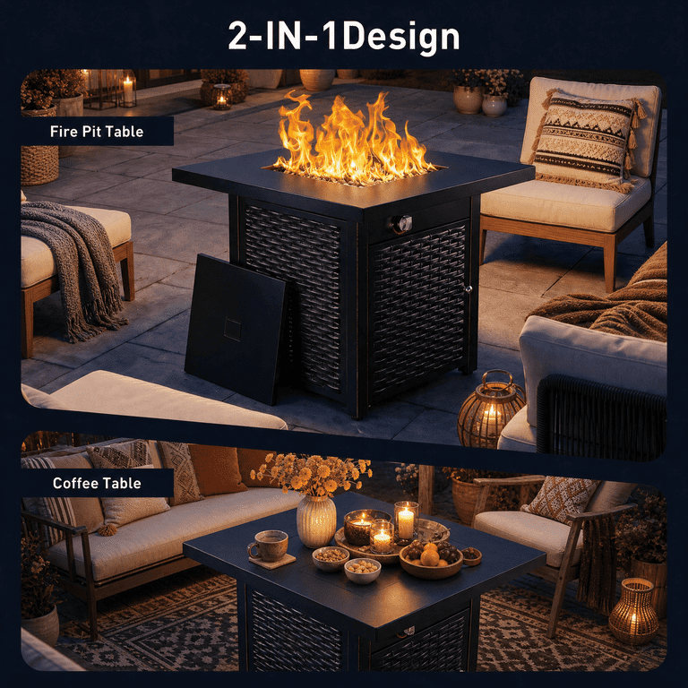 Philergo 28.2" Propane Fire Pit Table, 62,000 BTU with Lid photo 4
