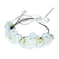 thumbnail image 3 of Corona de diadema de flores para mujer, corona de flores de rosas, diadema nupcial, corona de tocado de niña de flores para decoración de festivales Beige, 3 of 9