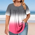 thumbnail image 2 of T-shirt Plissé à Manches Courtes et Col Rond pour Femmes Grande Taille avec Boutons, 2 of 7