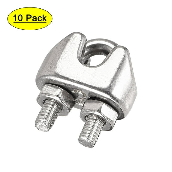 Uxcell 316 Stainless Steel Wire Rope Clip Clamp for 0.08inch Diameter Cable, 10 Pack