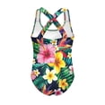 thumbnail image 5 of Uorisanigo Little Girls Swimsuits One Piece Quick Dry Summer Beach Swimwear with Criss-Cross Straps Hawaiian Flower Bathing Suit, Size 7-8, 5 of 7