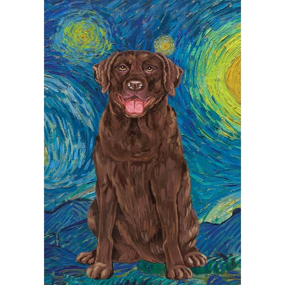 Chocolate Labrador - Best of Breed Van Gogh Garden Flag
