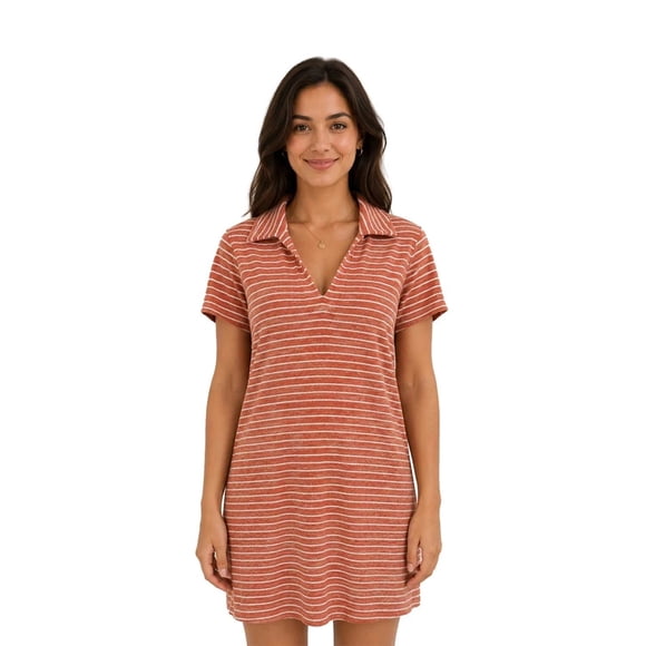 Tommy Bahama Women's Peach Gelato Stripe Dress Suncoast Loop Terry Polo (S05)