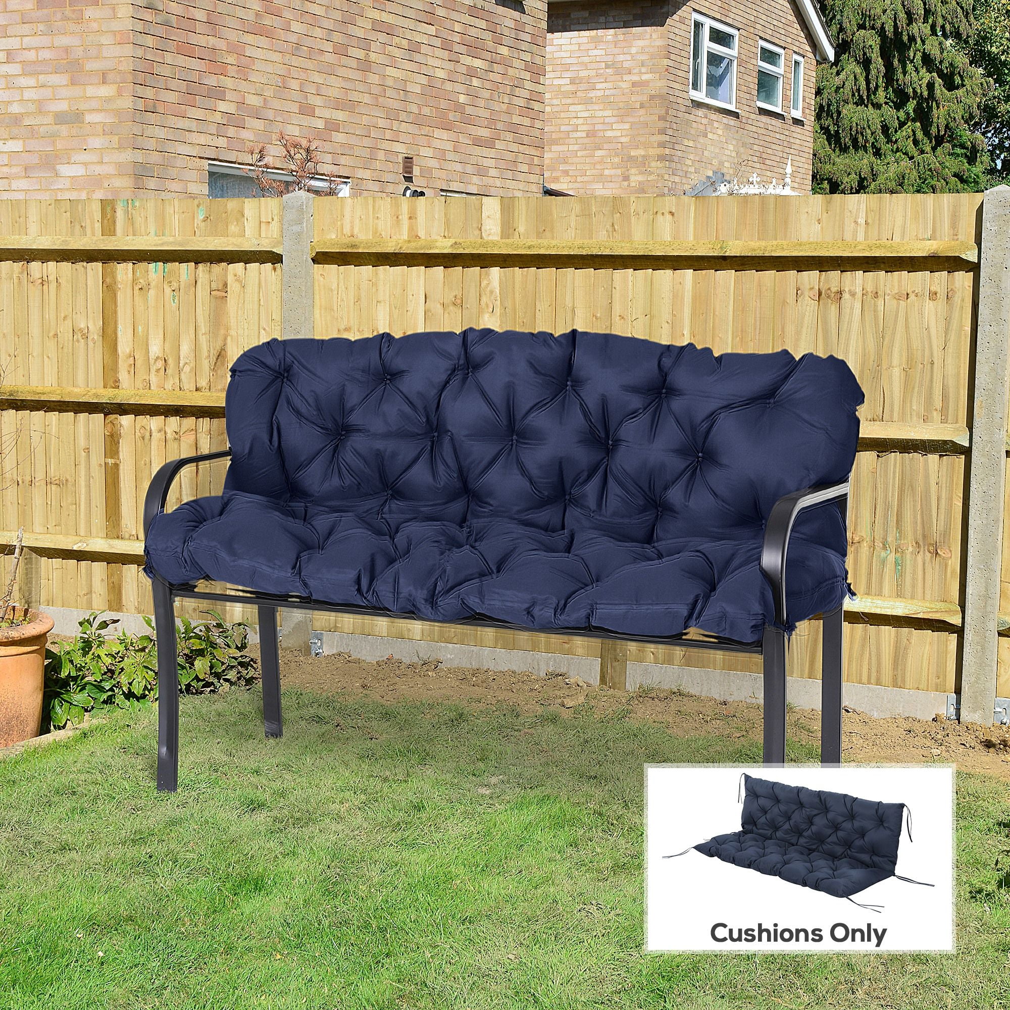 Alvantor Bench Chair Cushion 3-Seater Patio Cushions with Backrest for Swing Chair, Patio Sofa, 59" x 38" Dark Blue