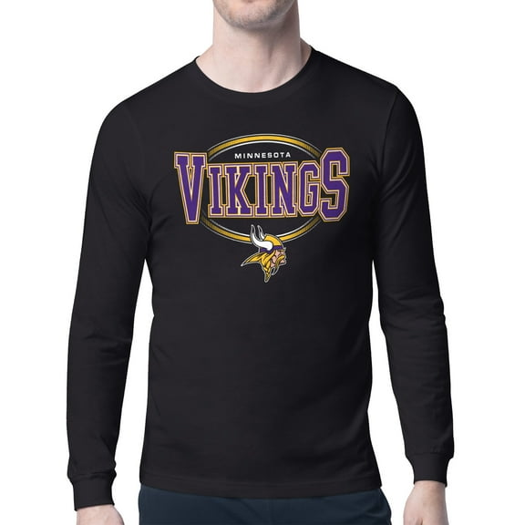 Men's Starter Black Minnesota Vikings Team Track Graphic Long Sleeve T-Shirt