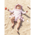 thumbnail image 6 of BemeyourBBs Toddler Baby Girls One Piece Swimsuit Infant Girl Bathing Suit Striped Bow Swimwear Zipper Long Sleeve Rash Guard with Hat Newborn Swimsuit Summer Pool Beachwear, 6 of 9