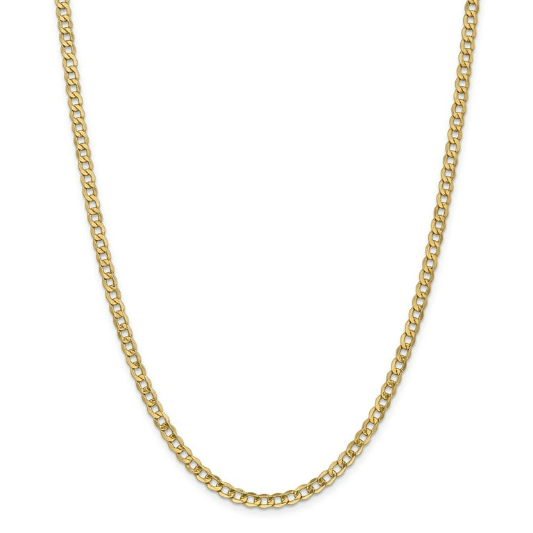 Real 14kt Yellow Gold 4.3mm Semi Solid Curb Chain 20 inch