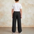 thumbnail image 6 of WhouRiu Boys Casual Jogger Pants Solid Color Drawstring Waist Baggy Wide Leg Sweatpants Kids Comfortable Cute Trousers With Pockets,9-10 Years, 6 of 7
