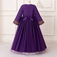 thumbnail image 6 of Gunia Flower Little Girl Dress Elegant Floral Embroidered Gown Long Sleeve Party Occasion Wedding Dark Purple Dress For Girls 4-8 Years, 6 of 9