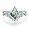 thumbnail image 2 of NUNCAD Moss Agate Engagement Ring Set - Kite Cut Engagement Rings 925 Sterling Silver Ring for Women, 2 of 5
