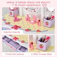 thumbnail image 5 of KOTEK 2-in-1 Kids Vanity Desk, Girls Vanity Set with Tri-Folding Mirror and Stool, Detachable Tabletop, Storage Drawers, Pretend Play Dressing Table, Princess Makeup Vanity for Bedroom (White), 5 of 9