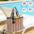 thumbnail image 5 of Dark Brown Striped Beach Bag for Women, Large Breathable Mesh Beach Tote Bag, Retro Rustic Minimalist Lines Fall Sandproof Lightweight Travel Bags for Vacation Picnic Swimming Pool 15.7"x15.7"x9.1", 5 of 9