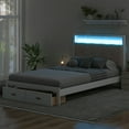 thumbnail image 4 of Full Size Platform Bed Frame with LED Lights, Wood Full Size Bed Frame with Upholstered Headboard and 2 Drawers, White Bed Frame for Wood Slat Support, 4 of 7