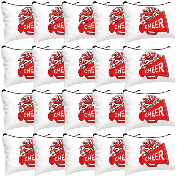 Bolsa de maquillaje Cosblank Cheer Teams Canvas, 20 unidades, color rojo