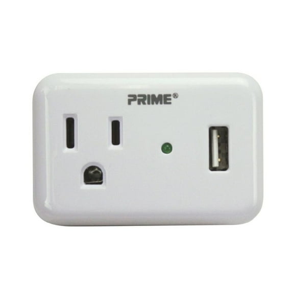 Prime Wire & Cable 1 Power & 1 USB White Wall Charger PBUSB241S