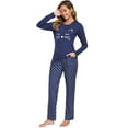 thumbnail image 2 of BEOEOSY Women's Pajama Set Long Sleeve Cat Print Tops and Polka Dot Pants Pjs Sets Navy Blue Medium, 2 of 6