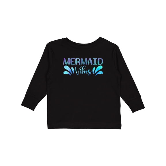 Inktastic Mermaid Vibes Text in Blues Boys or Girls Long Sleeve Toddler T-Shirt