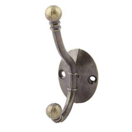 Uxcell Bedroom Closet Wall Door Mounted Retro Style Double Hanger Hook Bronze