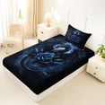 thumbnail image 4 of Feelyou Gothic Lightning Dragon Twin Sheet Sets for Boys, Blue Rose Floral Animal Bedding, 3-Piece, 4 of 5