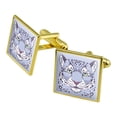 thumbnail image 1 of Spotted Snow Leopard Face Square Cufflink Set - Silver or Gold, 1 of 5