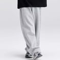 thumbnail image 7 of Boys' Sweatpants Cotton Wide Leg Barrel Pants with Pockets Elastic Waisted Loose Fit Casual Sport Trouser (12-13 Years, Gray), 7 of 7
