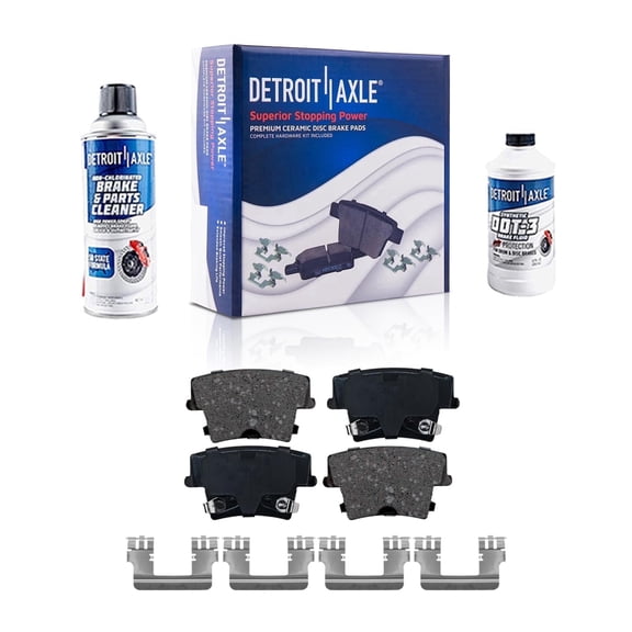 Detroit Axle- Rear Brake Pads for 2005-2023 Chrysler 300, 2009-2023 Dodge Challenger 2006-2023 Charger 2005-2008 Magnum, Ceramic Brake Pads w/ Hardware Replacement
