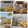 thumbnail image 4 of Outdoor Pillow Covers Farmhouse Watercolor Sunflower Bee Waterproof Pillow Cases 24x24 Set of 2, Black White Buffalo Plaid Throw Pillow Cover Pillowcase for Patio Balcony Couch Garden, 4 of 8