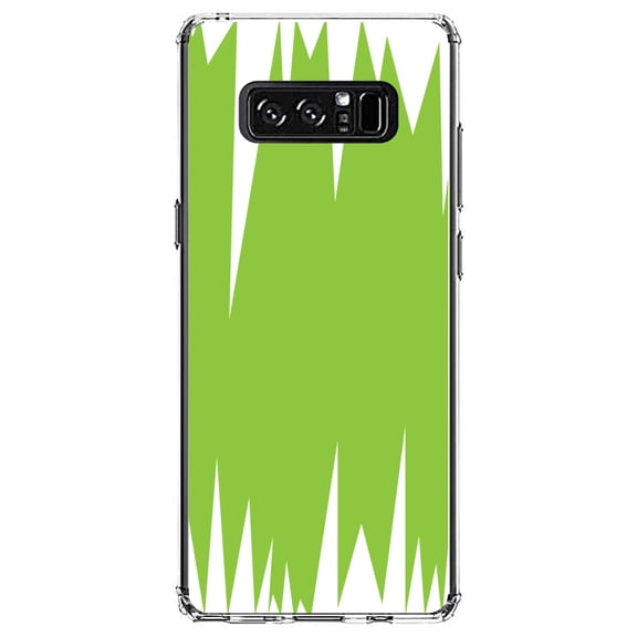 DistinctInk Clear Shockproof Hybrid Case for Samsung Galaxy Note 8 - TPU Bumper, Acrylic Back, Tempered Glass Screen Protector - Lime Green White Spikes