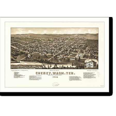 Historic Print, WA Cheney 1884 MAP, 16" x 20"