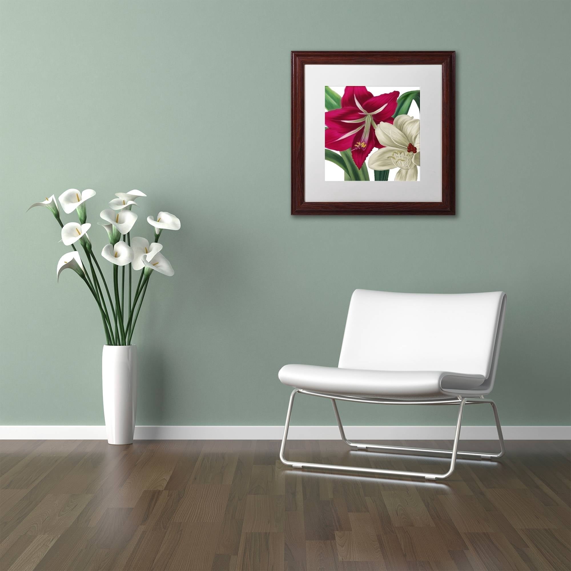 Trademark Fine Art "Christmas Amaryllis I" Canvas Art by Color Bakery White Matte, Wood Frame