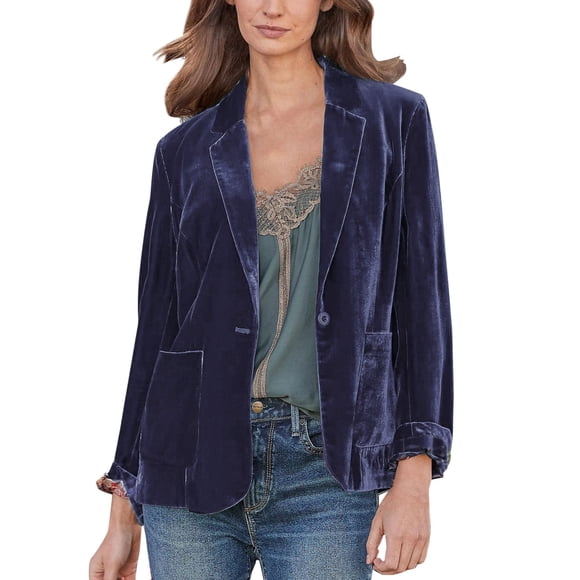 Baberdicy Blazer 2024 Women's Golden Velvet Solid Colour Fashion Casual Top Jacket Womens Blazer Purple