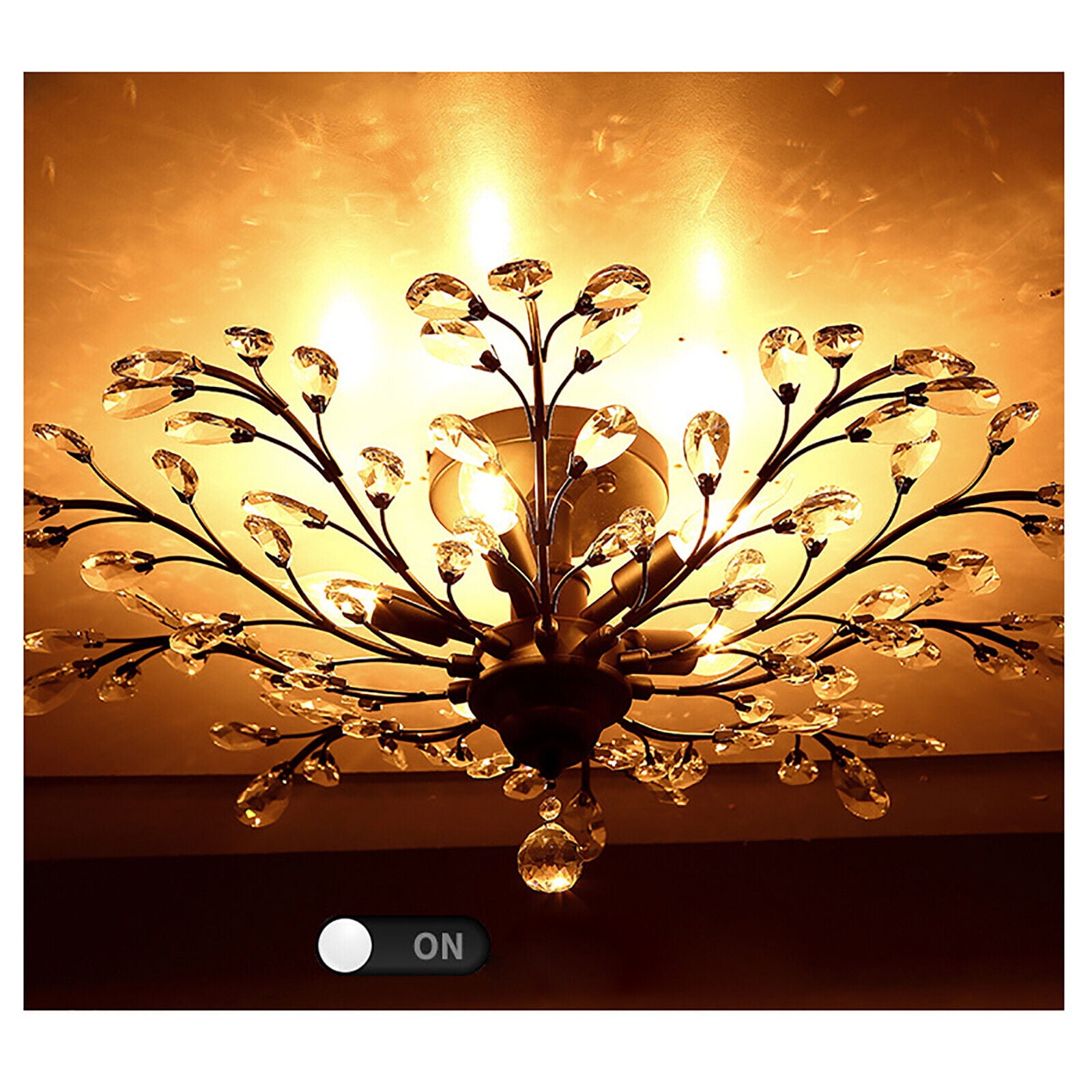 Miumaeov Vintage Crystal Branches Chandeliers 5 Lights Flower Shape Pendant Lamp Ceiling Lighting Fixture for Entryway Living Room Dining Room