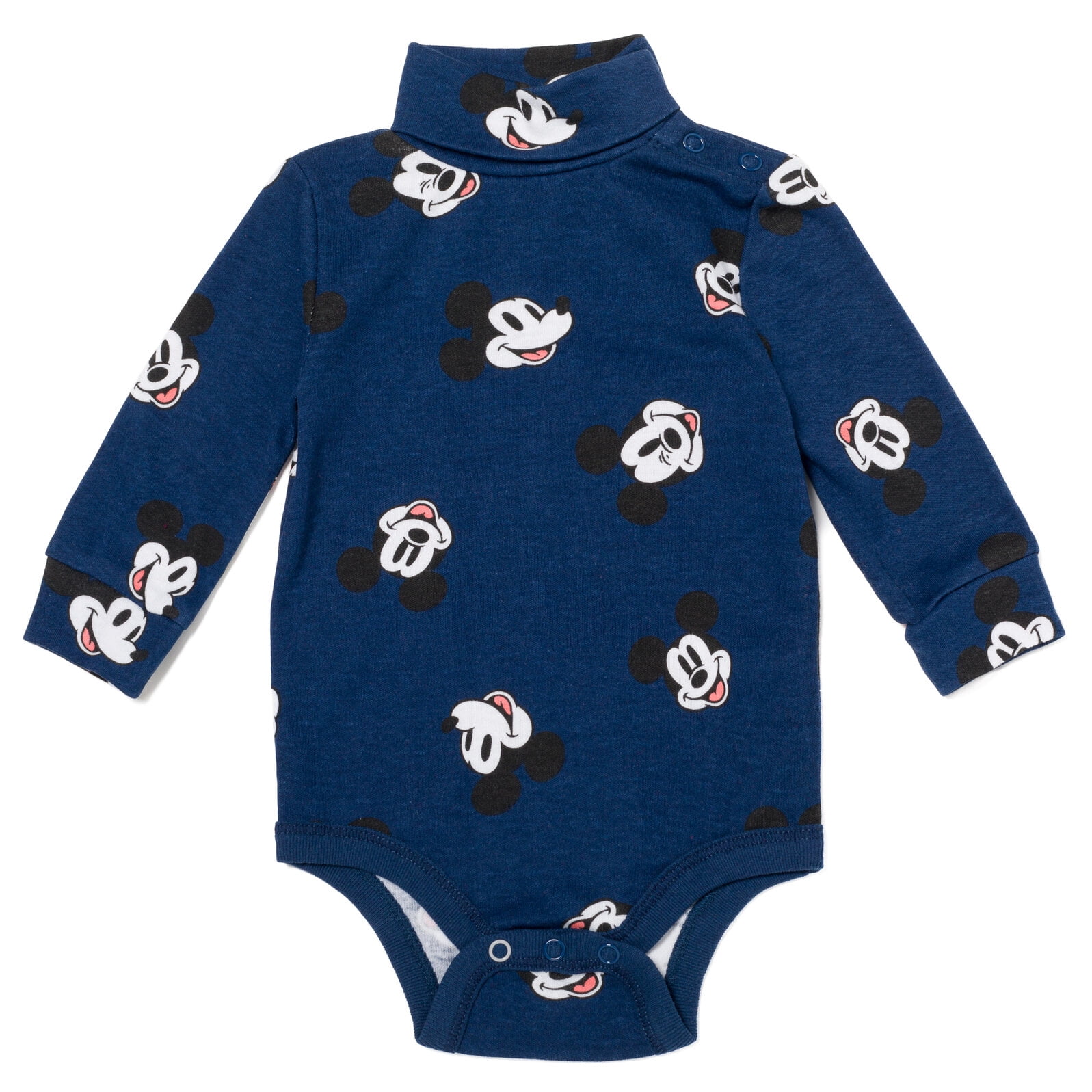 Disney Mickey Mouse Newborn Baby Boys 2 Pack Turtleneck Bodysuits Newborn to Infant